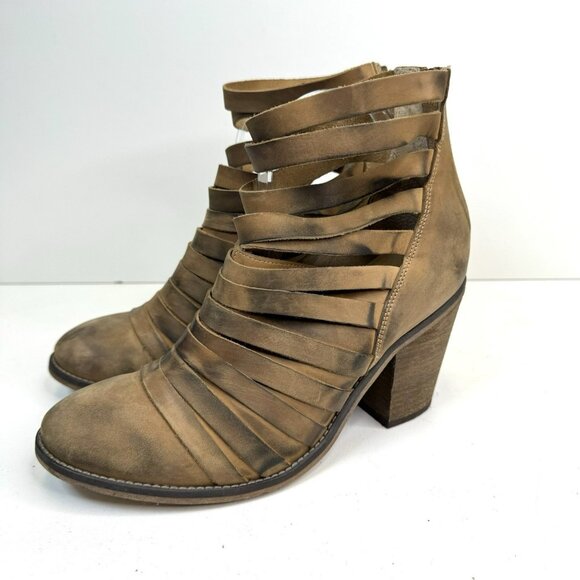 Free People Hybrid Heel Booties Women’s Size 10 EU 41 Tan Leather Ankle Boots - Picture 4 of 11